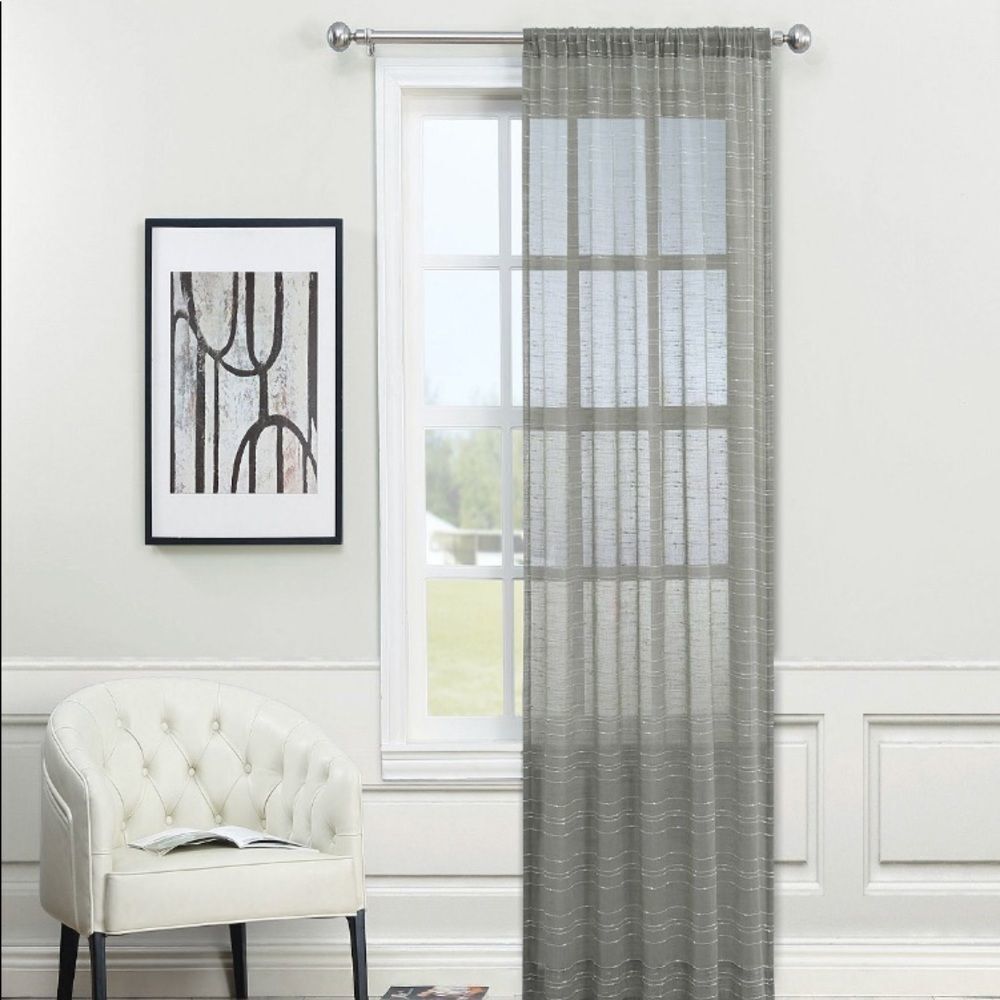 Castor Sheer Rod Pocket Curtain Panel By Nefeli, 84" x 52"